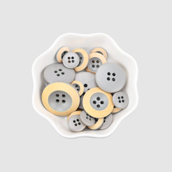 11.5-25mm Round 4 Hole Grey Painted Laser Sewing Poplar Wood Buttons - Image 6