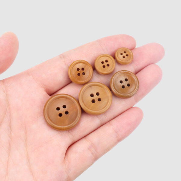Round Fine Edged 4-Hole Dyed Poplar Wood Buttons for Vintage Shirts and Sweaters - Image 3