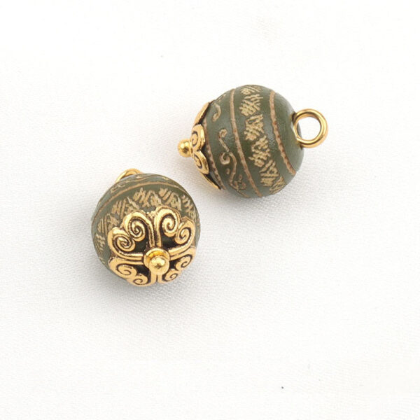 10mm Baking Finish Laser-Carved Pattern Wood Bead Buttons with Metal Shanks 20pcs - Image 4