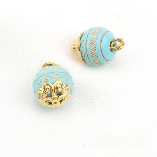 10mm Baking Finish Laser-Carved Pattern Wood Bead Buttons with Metal Shanks 20pcs - Image 6