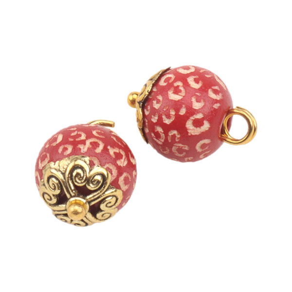 10mm Metal Flower Color Baking Finish Laser Wood Bead Buttons 30 Pack - Image 4