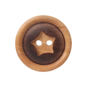 Round 2 Hole Poplar Wood Buttons Fire Burned Surface and Star Pattern