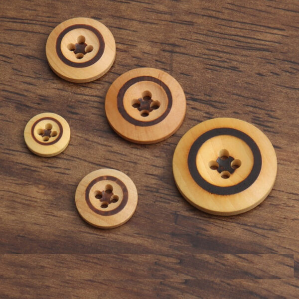 11-25mm Round 4 Hole Laser-Burned Poplar Wood Buttons for Suits, Sweaters and Shirts - Image 3