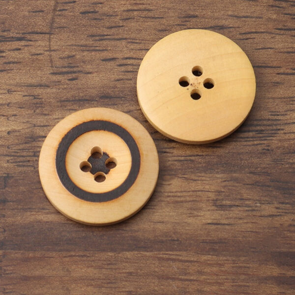 11-25mm Round 4 Hole Laser-Burned Poplar Wood Buttons for Suits, Sweaters and Shirts - Image 2