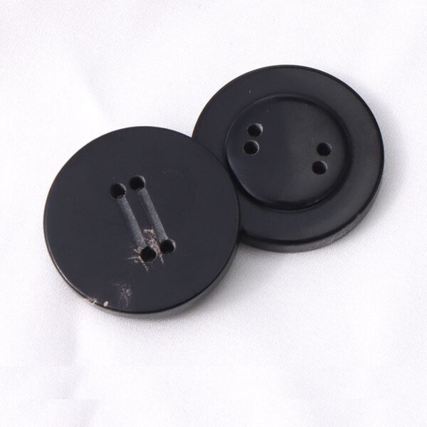 15-25mm Double Groove Black Round 4 Hole Genuine Horn Buttons 12pcs - Image 2
