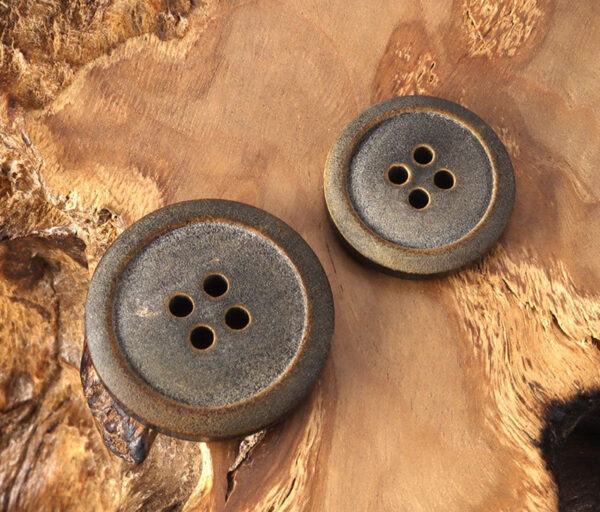 23mm Fire-Treated Genuine Horn Buttons with Matte Finish Round 4 Hole 12pcs - Image 2