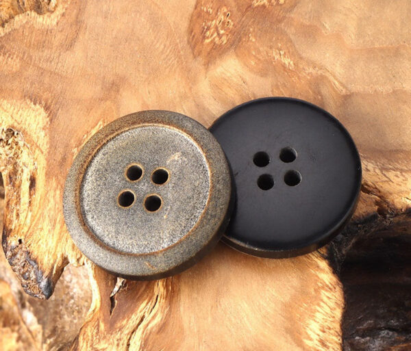23mm Fire-Treated Genuine Horn Buttons with Matte Finish Round 4 Hole 12pcs - Image 3