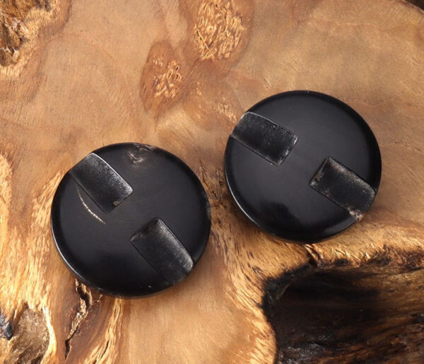 23mm Black Round Concealed Hole Convex Genuine Horn Buttons 10pcs - Image 2