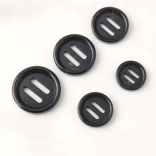 17.5-28mm Black Coffee-Colored Natural Water Buffalo Horn Double-Groove Buttons 10pcs - Image 2