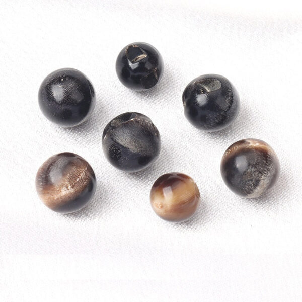 10/11mm Black Coffee Natural Water Buffalo Horn Concealed-Hole Bead Buttons 10pcs - Image 2