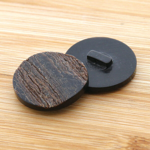 15-30mm Round Black Natural Horn Buttons with Leather and Shanks for Coats - Image 2