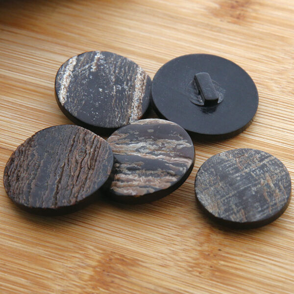 15-30mm Round Black Natural Horn Buttons with Leather and Shanks for Coats - Image 4