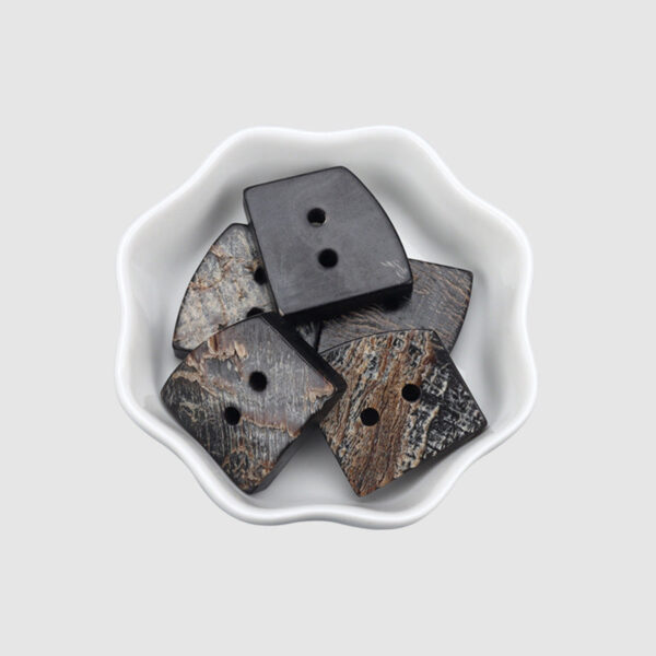 33mm Irregular Square 2 Hole Black Natural Leather Genuine Buffalo Horn Buttons 5PCS - Image 3