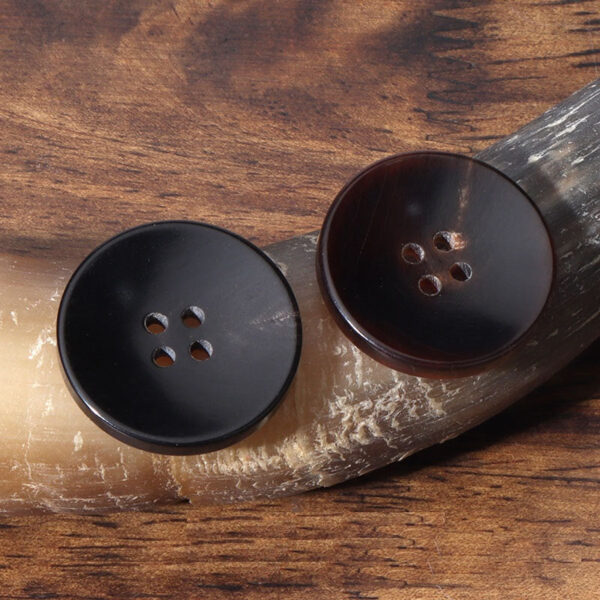 15 - 28mm Round 4 Hole Black and Red Brown Genuine Natural Horn Buttons 20pcs - Image 2