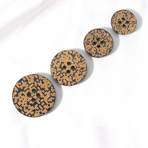 15 - 25mm Round 4-Hole Genuine Horn Buttons with Laser Treated Yellowing 10pcs - Image 3