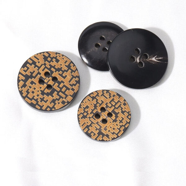 15 - 25mm Round 4-Hole Genuine Horn Buttons with Laser Treated Yellowing 10pcs - Image 2