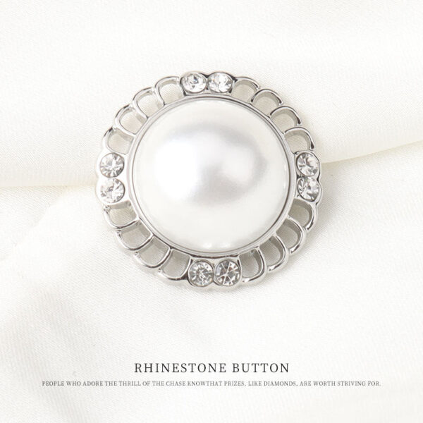 Round Silver Metal Pearl and Diamond Button for Woolen Coats 6pcs - Image 7