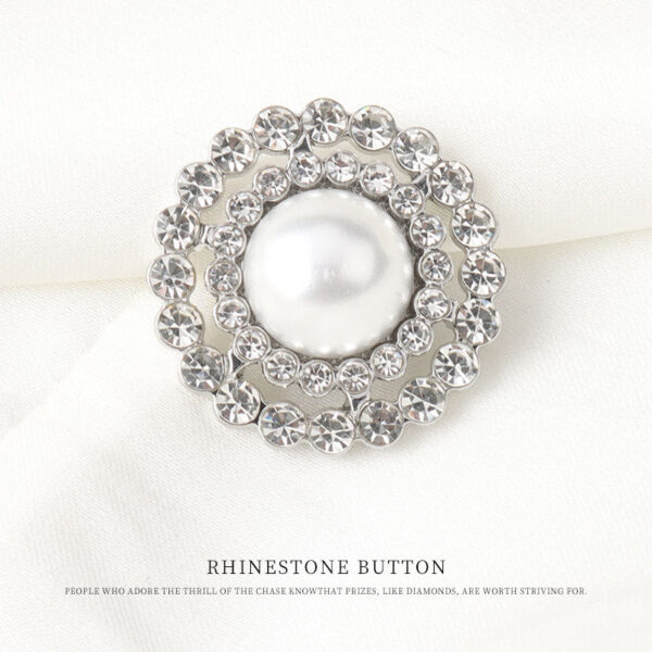 Round Silver Metal Pearl and Diamond Button for Woolen Coats 6pcs - Image 8