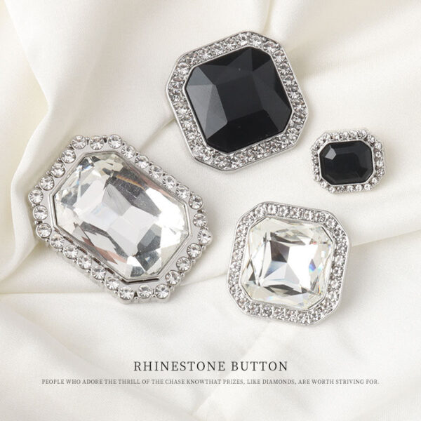 15/17/23/25/34mm Square Metal Rhinestone Shank Buttons for Women Sweater 10pcs - Image 2