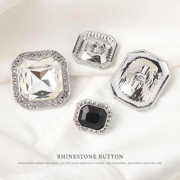 15/17/23/25/34mm Square Metal Rhinestone Shank Buttons for Women Sweater 10pcs - Image 3