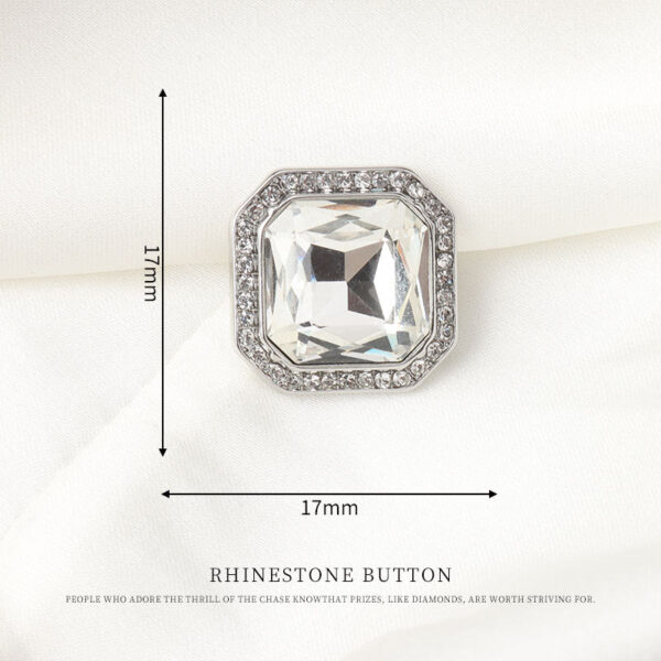 15/17/23/25/34mm Square Metal Rhinestone Shank Buttons for Women Sweater 10pcs - Image 4