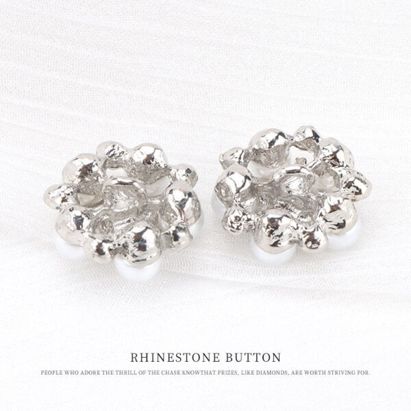 Silver Five-Pointed Star Pearl Rhinestone Metal Button 6pcs - Image 3