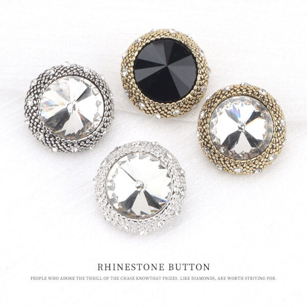 20mm Vintage Round Metal Rhinestone Buttons for Woolen Overcoats 5pcs - Image 2