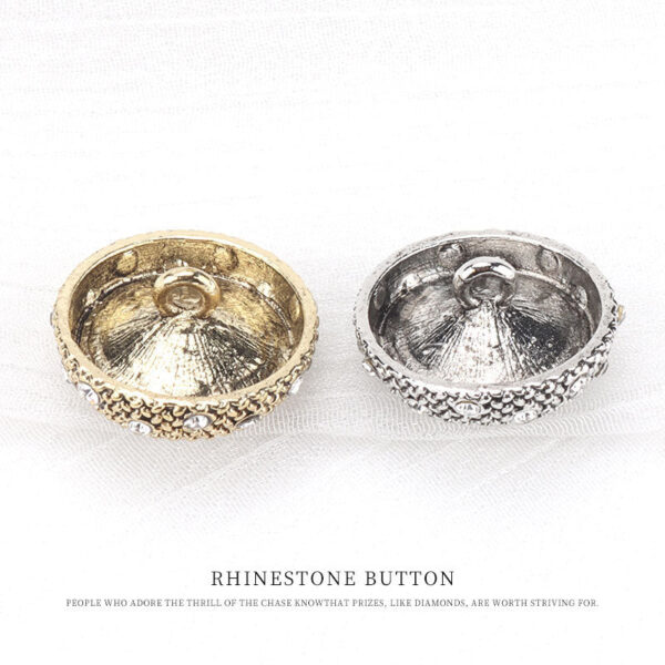 20mm Vintage Round Metal Rhinestone Buttons for Woolen Overcoats 5pcs - Image 3