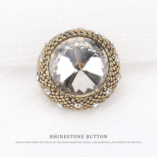 20mm Vintage Round Metal Rhinestone Buttons for Woolen Overcoats 5pcs - Image 6