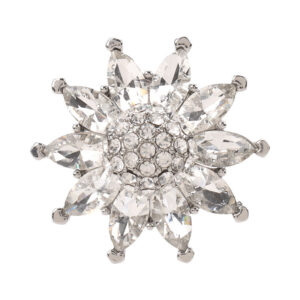 32mm Floral Shaped Metal Rhinestone Shank Buttons for Sweater Outerwear 2pcs