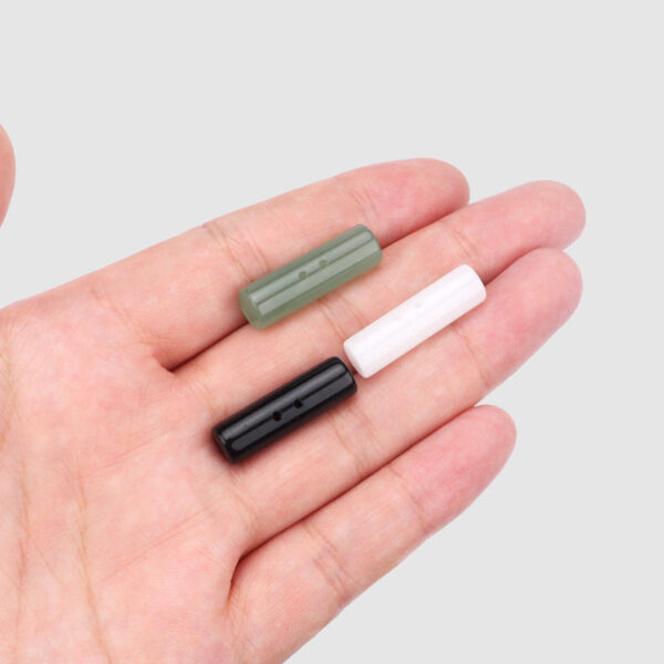 25mm Light Green White Black Natural Jade Cylindrical Two Hole Buttons 4pcs - Image 4