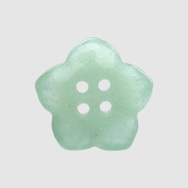 18mm Light Green Natural Aventurine Jade Hand Carved Petal Four Hole Buttons 2pcs - Image 4