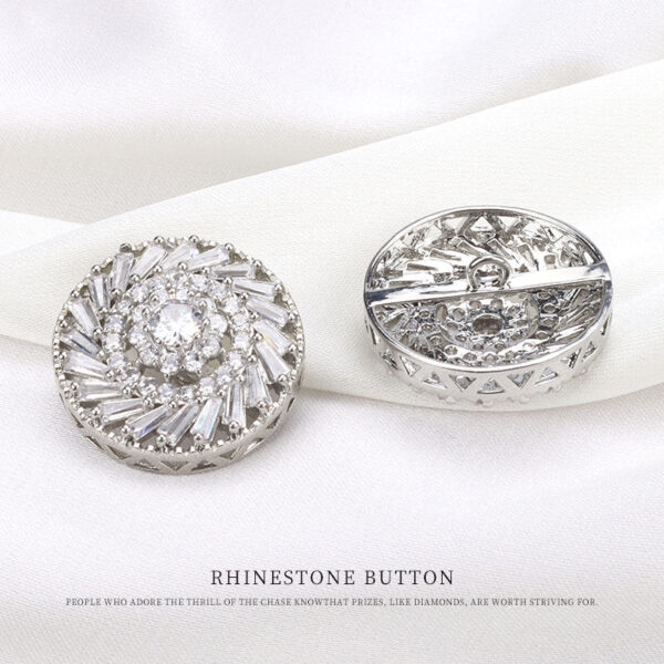 19mm Rhinestone Zircon Crystal Round Metal Button for Women's Skirts 2pcs