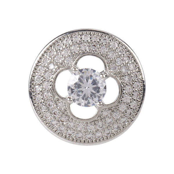 17mm Hollowed Four-Leaf Clover Zircon Decorative Buttons 2pcs