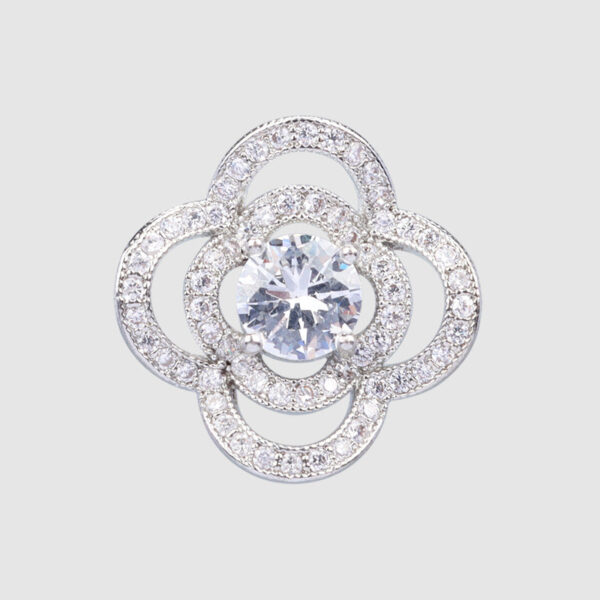 17.5MM Classic Four-Leaf Clover Zircon Metal Shank Button 2pcs - Image 2