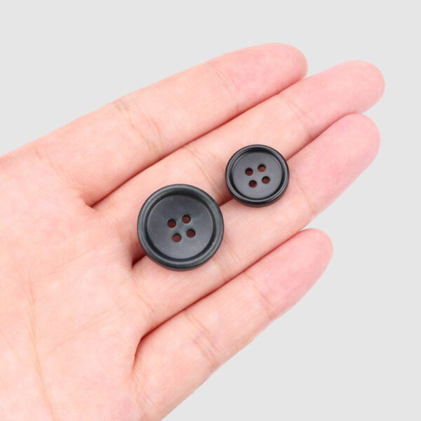 Black Round Natural Jade Four Hole Buttons for Suit Jackets Trousers 4pcs - Image 2