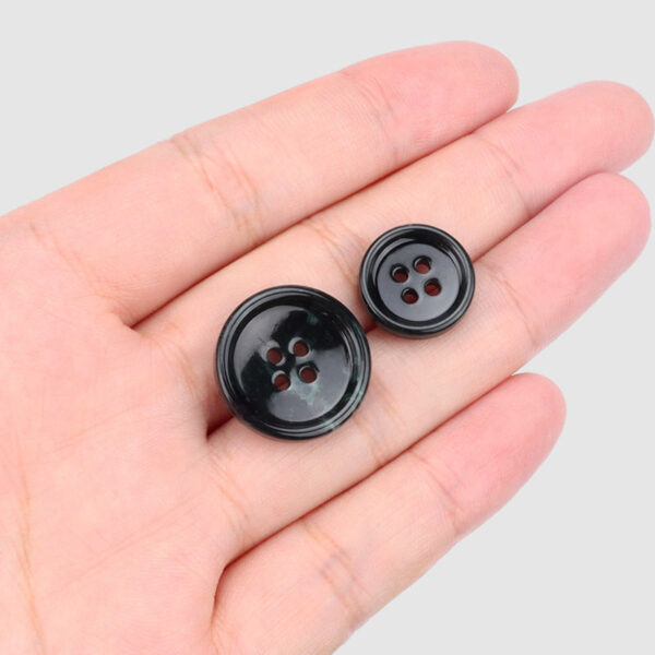 Glossy Black Round Natural Jade Four Hole Buttons for Suit Jackets Trousers 4pcs - Image 2