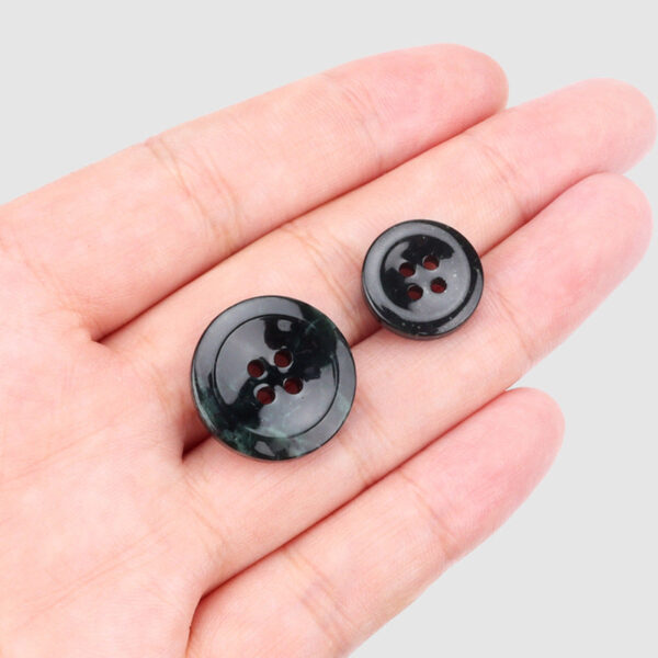 15/20mm Glossy Dark Green Round Four Hole Natural Xiuyan Jade Buttons 4pcs - Image 2