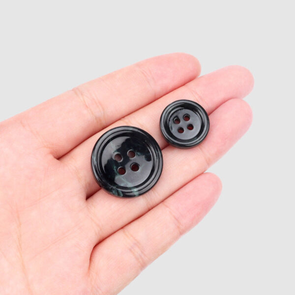 18/25mm Round Dark Green Natural Xiuyan Jade Four Hole Buttons 2pcs - Image 2