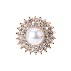 22mm Gear-Shaped Pearl Rhinestone Metal Button for Women's Knit Tops 6pcs 