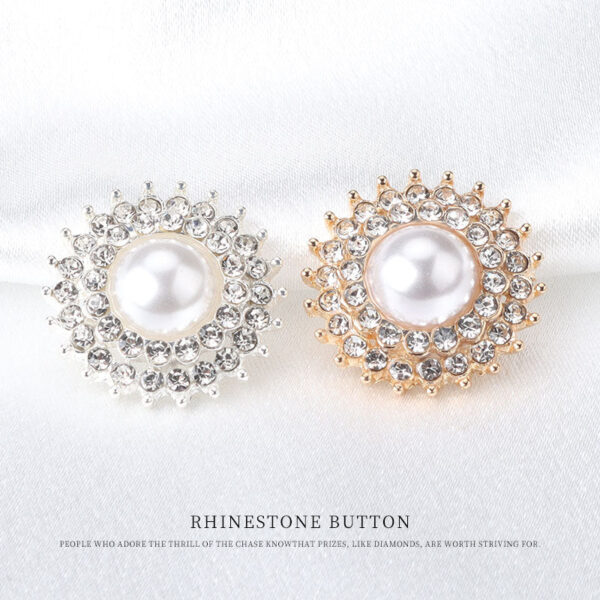 22mm Gear-Shaped Pearl Rhinestone Metal Button for Women's Knit Tops 6pcs