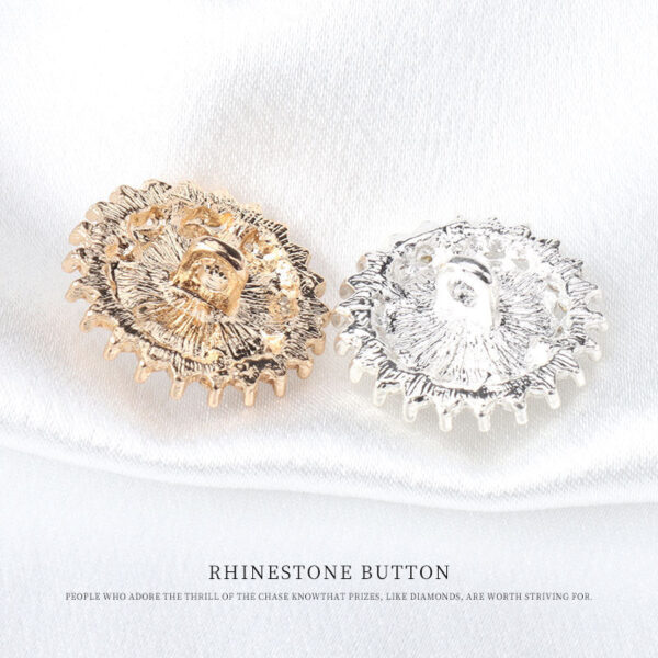 22mm Gear-Shaped Pearl Rhinestone Metal Button for Women's Knit Tops 6pcs