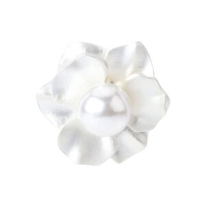 White Pearl Flower Button with Handle for Women's Coats 5pcs 