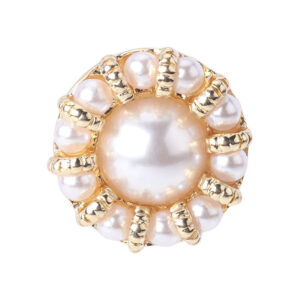 18mm Golden Round Pearl Metal Button for Women's Sweater Jackets 12pcs 