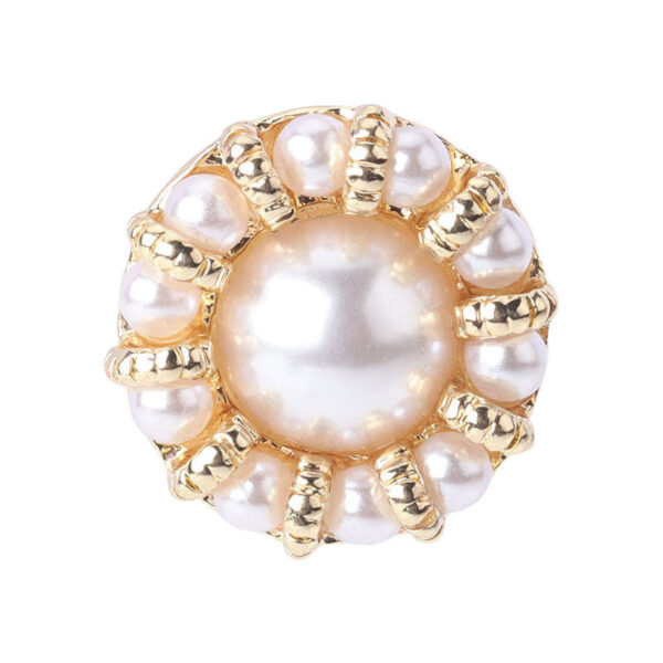18mm Golden Round Pearl Metal Button for Women's Sweater Jackets 12pcs