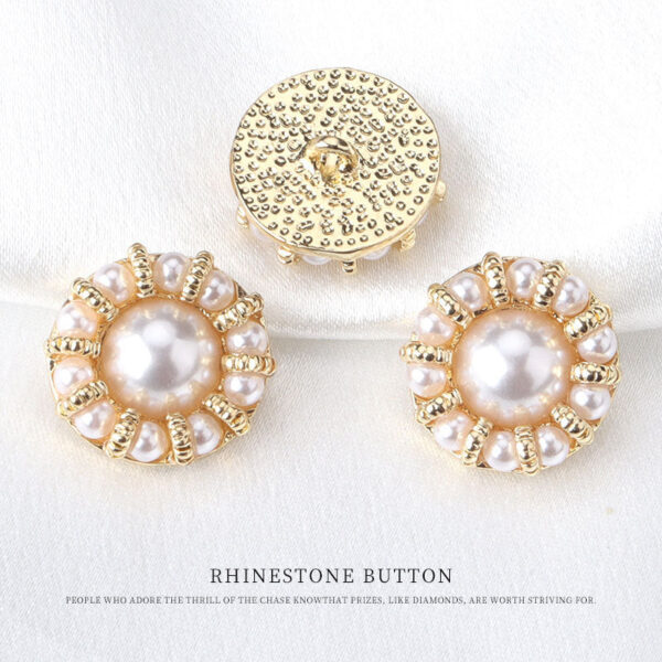 18mm Golden Round Pearl Metal Button for Women's Sweater Jackets 12pcs