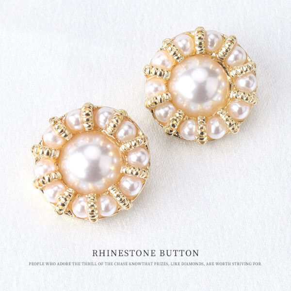 18mm Golden Round Pearl Metal Button for Women's Sweater Jackets 12pcs