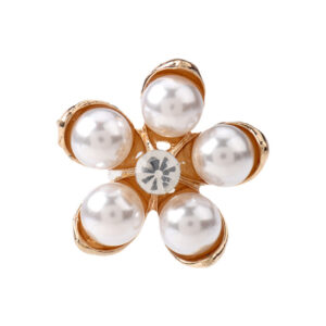 25mm Golden Metal Pearl Floral Button for Women's Coats Skirts 6pcs 