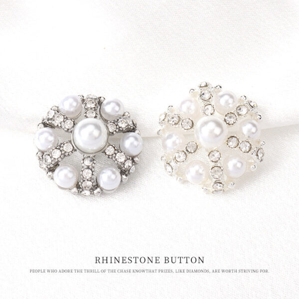 22mm Beret Pearl Rhinestone Decorative Button for Women's Sweater 6pcs