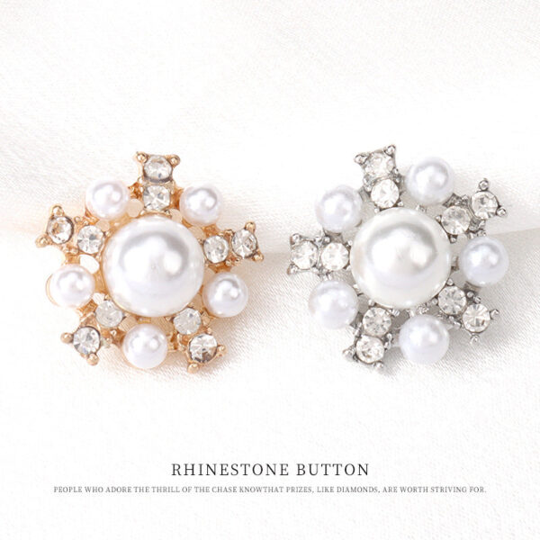 21mm White Pearl Metal Diamond-Inlaid Button for Fur Coats 8pcs - Image 2
